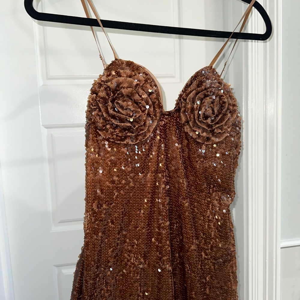 Elegant Brown Sequin Dress